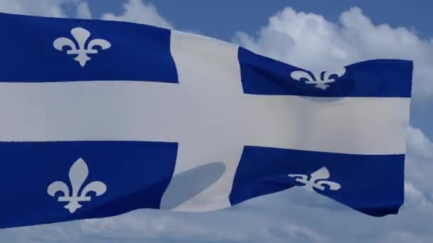 Quebec Flagga Fladdrar Vinden Kanadensiska Provinsen Juni Nationaldag Animation Oändlig — Stockvideo