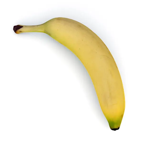 Трехмерная Иллюстрация Изображает Один Жёлтый Банан Изолированный Белом Фоне Реалистичное — стоковое фото