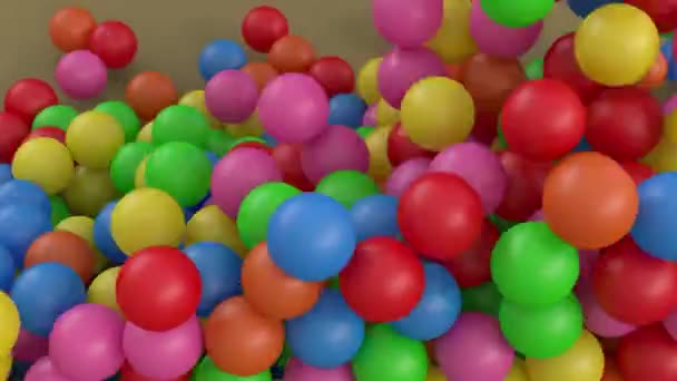 Bolas Multicoloridas Que Caem Uma Piscina Bolas Creche Centro Diversão — Vídeo de Stock