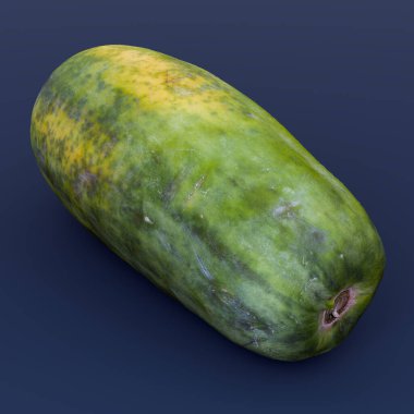 Papaya Vegetarian sweet food organic food. Highly detailed 3D model of a giant papaya with high-resolution fruit texture. Rendered on a blue background for versatile use in any project. clipart