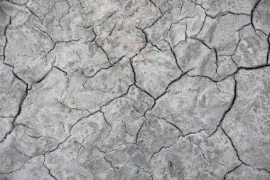 Derin yarıklara sahip kuru çatlamış toprak yüzeyi doğal soyut doku arkaplanı yaratır. Kuraklık, çevresel temalar ve dokulu tasarım projeleri için mükemmel bir toprak deseni oluşturdu.