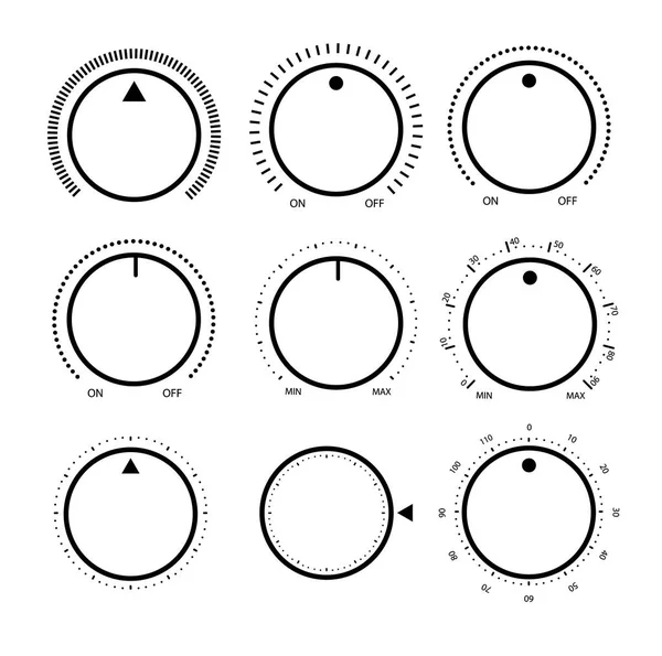 Регулировка Набора Вращающиеся Циферблаты Круглыми Кнопками Уровня Громкости Круглыми Контроллерами — стоковый вектор