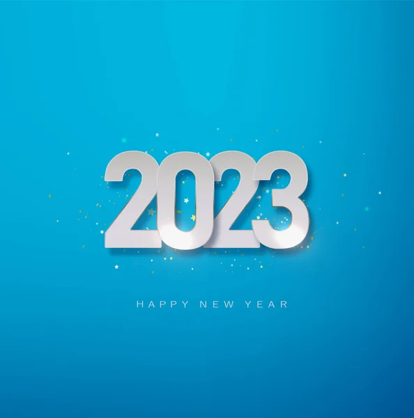 Happy New 2023 Year Christmas Blue Vector Illustration White Numbers — Stock Vector