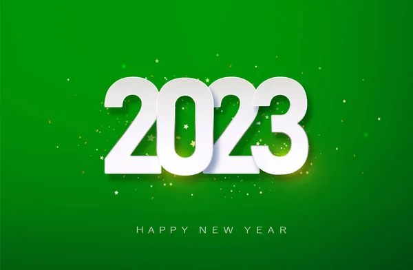 Happy New 2023 Year Christmas Green Vector Illustration White Numbers — Stock Vector