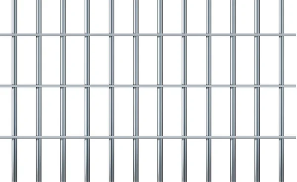 Więzienne Kraty Odizolowane Biało Ilustracja Barów Więziennych Koncepcja Wolności — Wektor stockowy