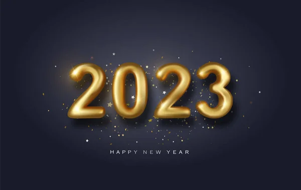 Happy New Year 2023 Banner Golden Vector Luxury Text 2023 — Stock Vector