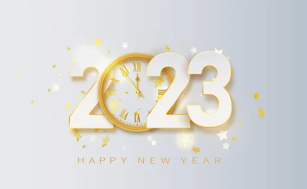 2023 Щасливий Новий Рік Золотий Вектор Розкішний Текст Елегантний Банер — стоковий вектор