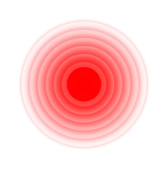 Dolore Cerchio Rosso Segno Localizzazione Segno Luogo Dolorante Simbolo Astratto — Vettoriale Stock