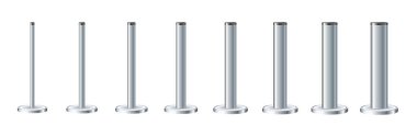 Metal poles with different diameters. metal columns. Steel pipes. Template design for urban advertising banners. Vecktor