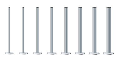 Metal poles with different diameters. metal columns. Steel pipes. Template design for urban advertising banners. Vecktor