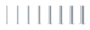 Metal poles with different diameters. metal columns. Steel pipes. Template design for urban advertising banners. Vecktor