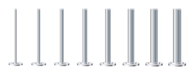 Metal poles with different diameters. metal columns. Steel pipes. Template design for urban advertising banners. Vecktor
