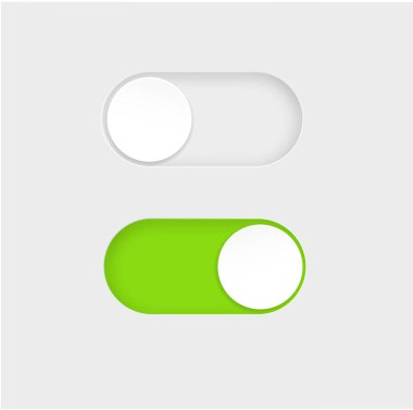 Toggle switch buttons isolated on white background. Vector. 3D illustration.