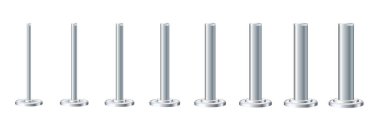 Metal poles with different diameters. metal columns. Steel pipes. Template design for urban advertising banners. Vecktor