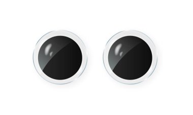 Googly eyes for toy. Puppet eyeballs. Cartoon glossy round eyes isolated on white Vector.