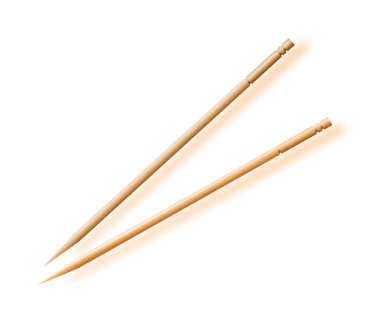 Wooden toothpick. Macro. Bamboo Toothpick small sharp. Vector