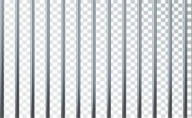 Hapishane metal parmaklıkları. Demir hapishane kafesi. Hapishane çiti hapishanesi. Suçlu ya da ceza için şablon tasarımı. Vektör illüstrasyonu.