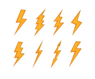 Lightning. Set Lightning bolt. Thunderbolt, lightning strike. flat style vector illustration. Vector.