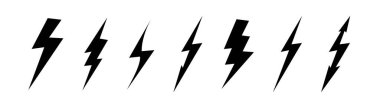 Lightning bolt icons with grunge isolated on white background. Vintage flash symbol, thunderbolt. Simple lightning strike sign. Vector .