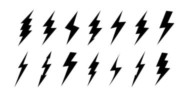 Lightning bolt icons with grunge isolated on white background. Vintage flash symbol, thunderbolt. Simple lightning strike sign. Vector .