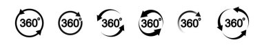 360 degree view related icon set. Signs and arrows for indicate the rotation and panorama. Vector illustration