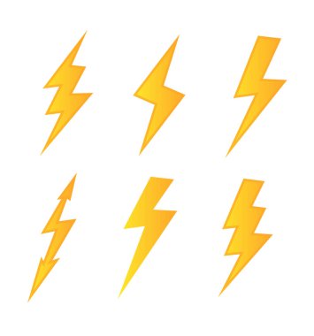 Lightning. Set Lightning bolt. Thunderbolt, lightning strike. flat style vector illustration. Vector.