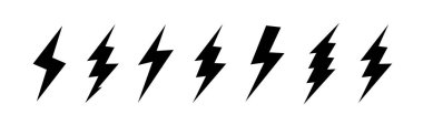 Lightning bolt icons with grunge isolated on white background. Vintage flash symbol, thunderbolt. Simple lightning strike sign. Vector .