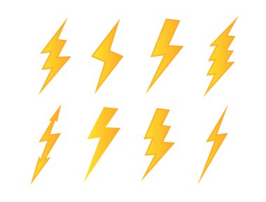 Lightning. Set Lightning bolt. Thunderbolt, lightning strike. flat style vector illustration. Vector.