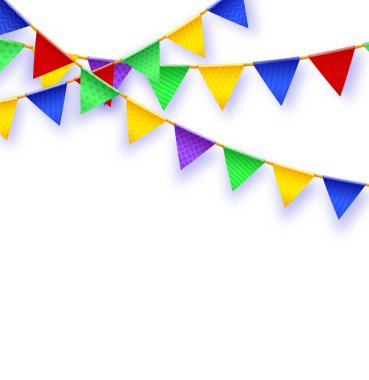 Party flag. Banner with garland of colour flags. Vector illustration