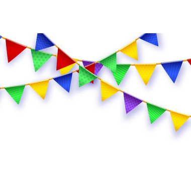 Party flag. Banner with garland of colour flags. Vector illustration