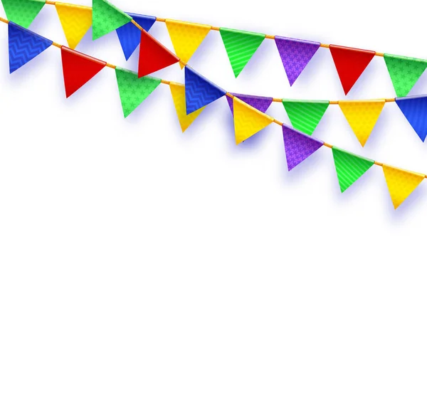 Partyflagga Banner Med Krans Färg Flaggor Vektorillustration — Stock vektor