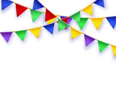 Party flag. Banner with garland of colour flags. Vector illustration