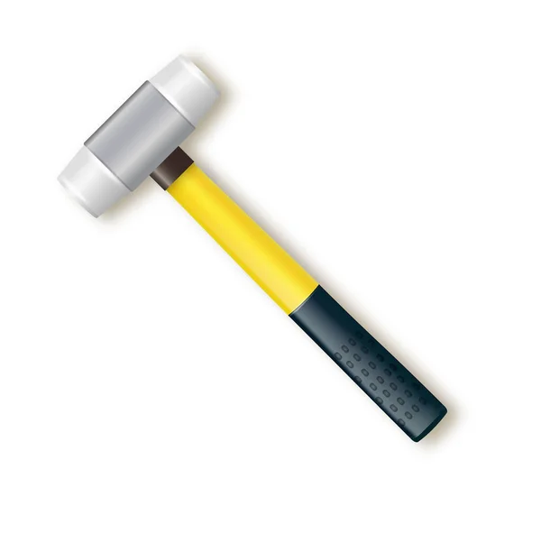 带橡胶黄色手柄的锤 石锤用于铺装石材和瓷砖 合同和锁匠工作的设备 矢量说明 — 图库矢量图片
