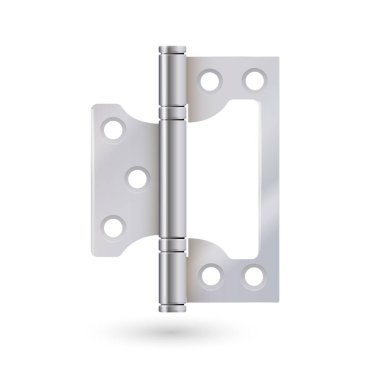 Metal kapı menteşeleri, gümüş inşaat malzemeleri. Ortak kapı ve pencereler için demir aletler. Vektör illüstrasyonu