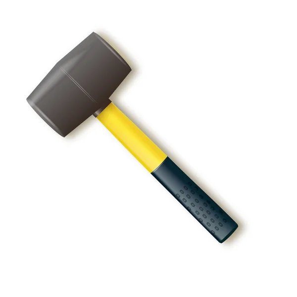 Hammer Mit Gummiertem Gelben Griff Hammer Für Die Verlegung Von — Stockvektor