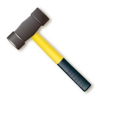 Lastik saplı çekiç. Taş ve kiremit döşemek için çekiç plastik endüstriyel işçiler vektör aracı. Tamir, sözleşme ve çilingir malzemeleri. Vektör illüstrasyonu