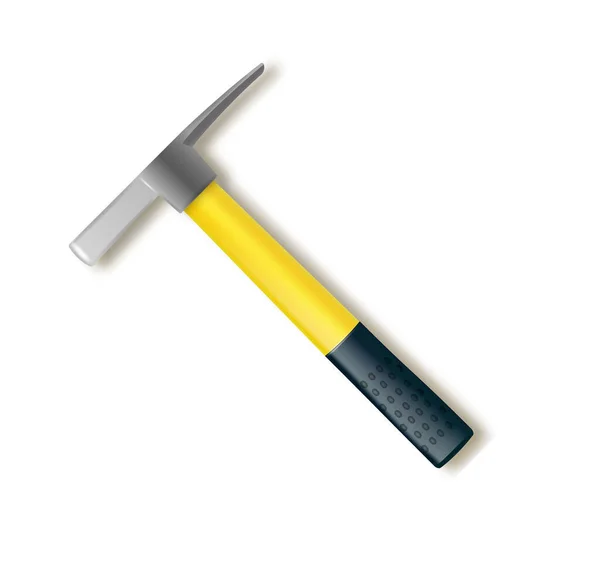 Realistic Masons Hammer Fiberglass Handle Vector Industrial Workers Tool Equipment — Stock Vector