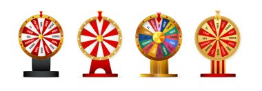 Fortune wheel isolated vector set illustration for gambling background and lottery win concept. Wheel fortune for game and win jackpot.Vecktor
