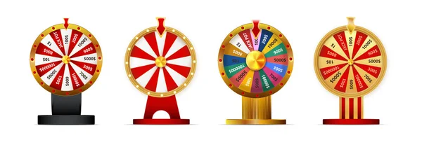 Fortune Wheel Isolated Vector Set Illustration Gambling Background Lottery Win — Stok Vektör