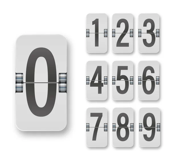Clock Countdown Display Set Numbers Flip Watch Black White Date — Stock Vector