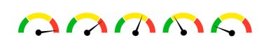 Speedometer gauge meter icons. Vector scale, level of performance. Speed indicator .Infographic of risk, gauge, score progress.