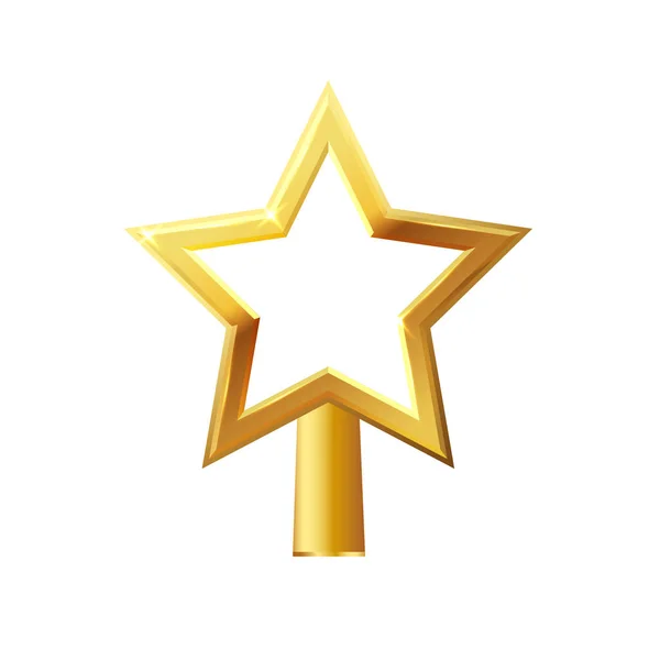 Árbol Oro Navidad Topper Vector Realista Estrella Dorada Decoración Decorativo — Vector de stock
