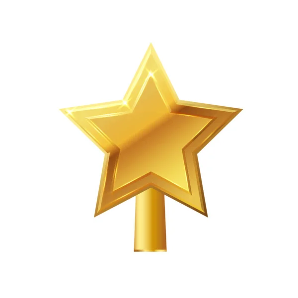 Karácsonyi Arany Topper Vektor Reális Arany Csillag Dekoráció Dekoratív Hagyományos — Stock Vector