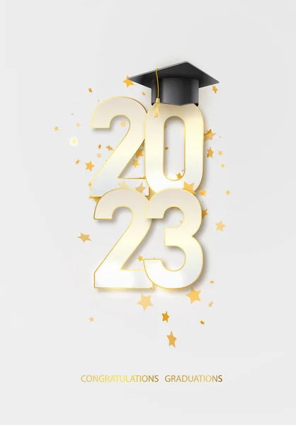 Clase 2023 Texto Para Diseño Oro Graduación Evento Felicitación Escuela — Vector de stock