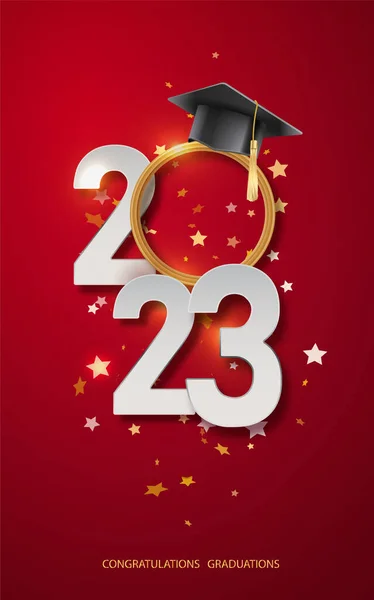 Modèle Conception Badge Classe 2023 Félicitations Diplômés 2023 Bannière Carte — Image vectorielle