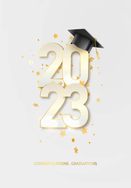 Classe 2023 Avec Bouchon Gradué Félicitations Graduation Modèle Pour Fête — Image vectorielle