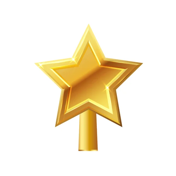 Karácsonyi Arany Topper Vektor Reális Arany Csillag Dekoráció Dekoratív Hagyományos — Stock Vector