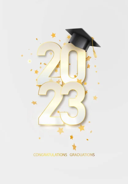 Clase 2023 Texto Para Diseño Oro Graduación Evento Felicitación Escuela — Vector de stock