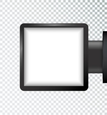 Işık kutusu. Duvara asılmış sokak tabelası. Ofis içi. Açık hava reklam afişi. Sokak lambası tasarımı. İç modelleme. Vektör illüstrasyonu