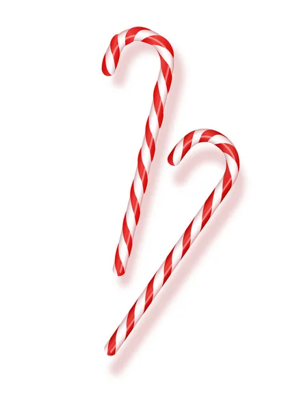 Bastones Caramelo Navidad Con Aislado Blanco Ilustración Vectorial — Vector de stock